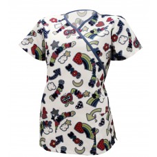 Medline Scrub Tops Women's Print 100% Cotton