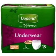 Depends Briefs by Kimberly-Clark,SUPER, SM-MED, 34-46",FEMALE  (One case of 72 briefs)