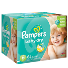 Pampers Baby-Dry Diapers by Procter & Gamble SIZE 2, 12-18 LB, (Case of 136 Diapers) 