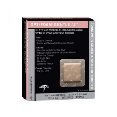 Optifoam Antimicrobial Adhesive Gentle Border Dressing0 ( 4 X 4)  by Medline (Box of 10 Dressings) MSC9744EPZ